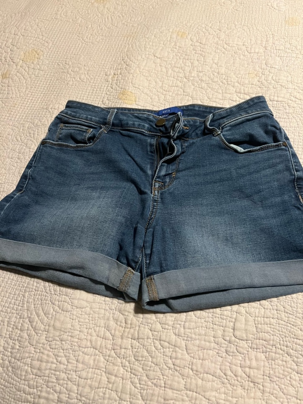 Apt. 9 Rolled Hem Denim Shorts - Dark Blue Wash